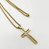 Hollow Cross Pendant Necklace in Gold