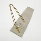 Hollow Cross Pendant Necklace in Gold