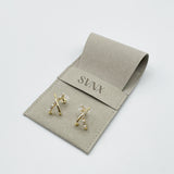 Pearl & Crystal Cross Earrings in Gold
