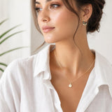 Pearl & Noir Chain Double Hoop Earrings in Gold