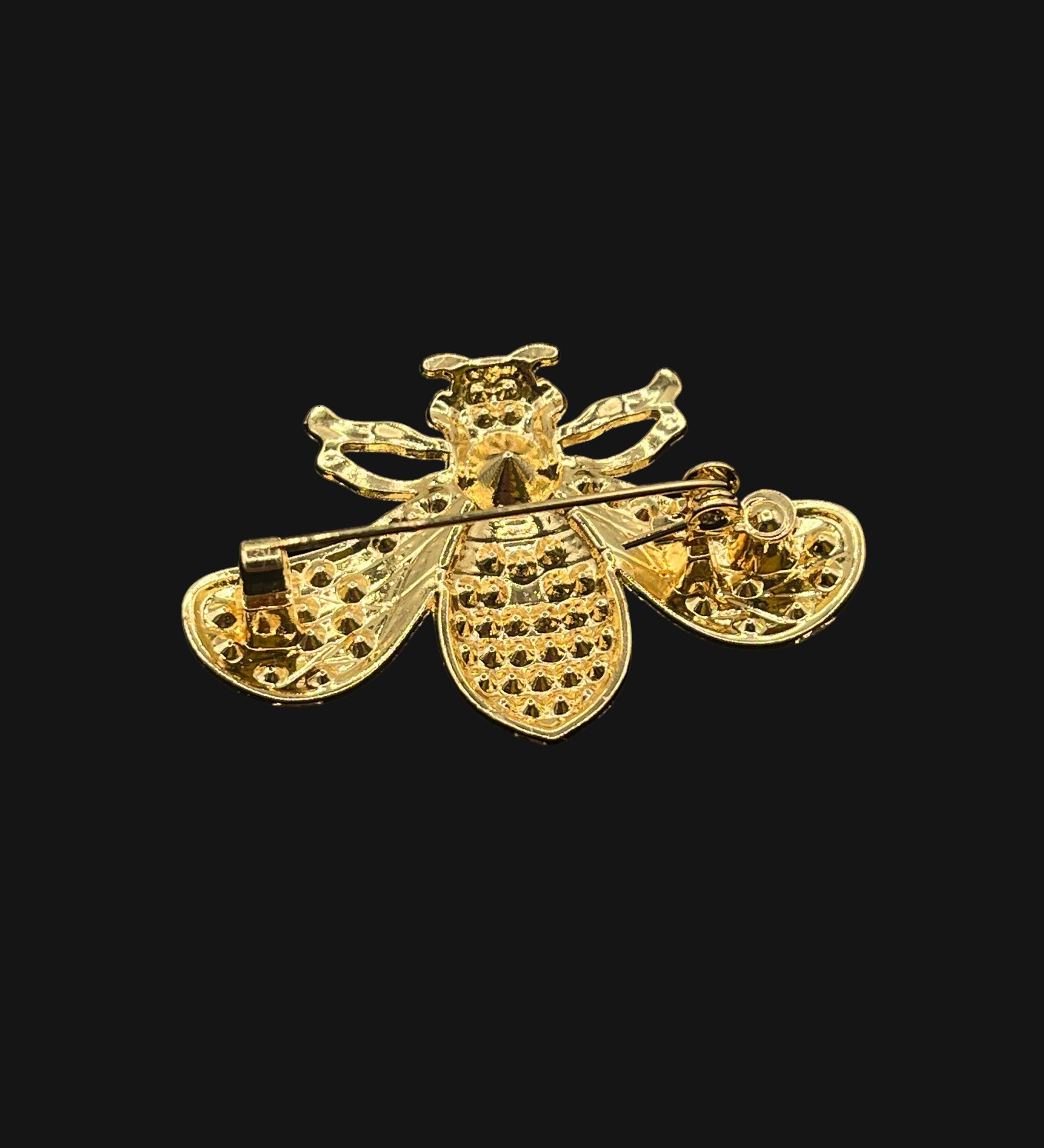 Pearl and Diamante Bee Brooch in Gold