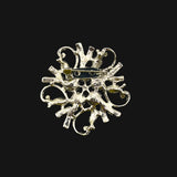 Faux Pearl And Crystal Floral Brooch in Silver