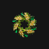 Rhinestone Wreath Diamante Brooch Pin in Green