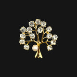 Diamante Golden Tree of Life Brooch in Gold