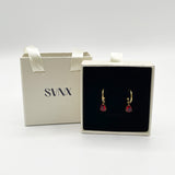 Rhinestone Teardrop Earrings in Red - Gift Boxed