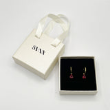 Rhinestone Teardrop Earrings in Red - Gift Boxed
