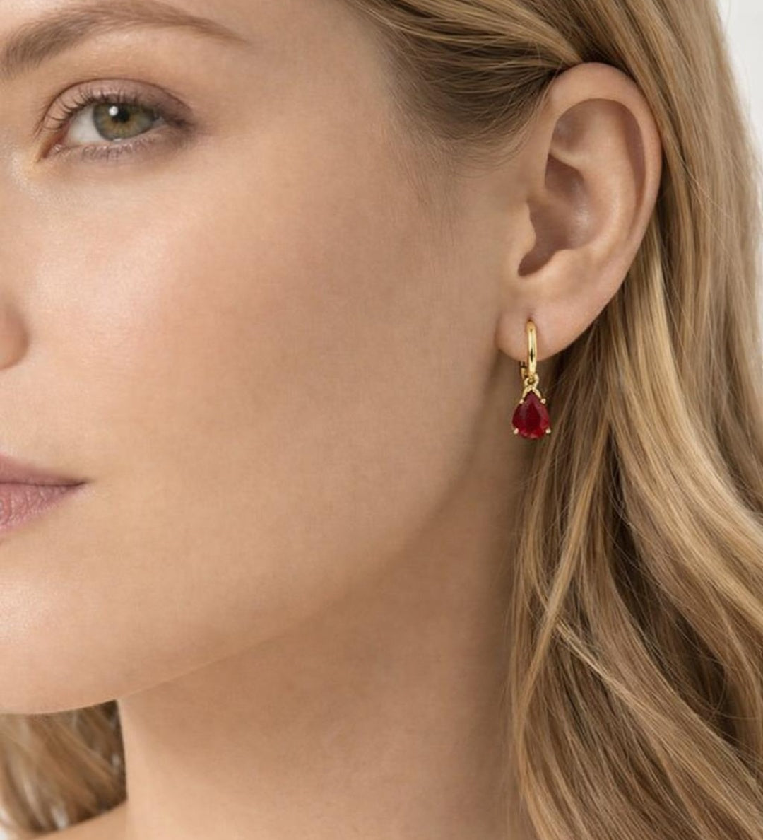 Rhinestone Teardrop Earrings in Red - Gift Boxed