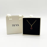 Rhinestone Teardrop Pendant Necklace in Red - Gift Boxed