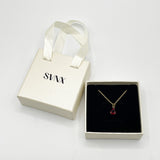 Rhinestone Teardrop Pendant Necklace in Red - Gift Boxed