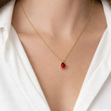 Rhinestone Teardrop Necklace & Earrings Set in Red - Gift Boxed