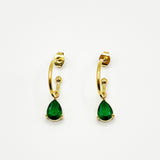 Rhinestone Teardrop Earrings in Green - Gift Boxed
