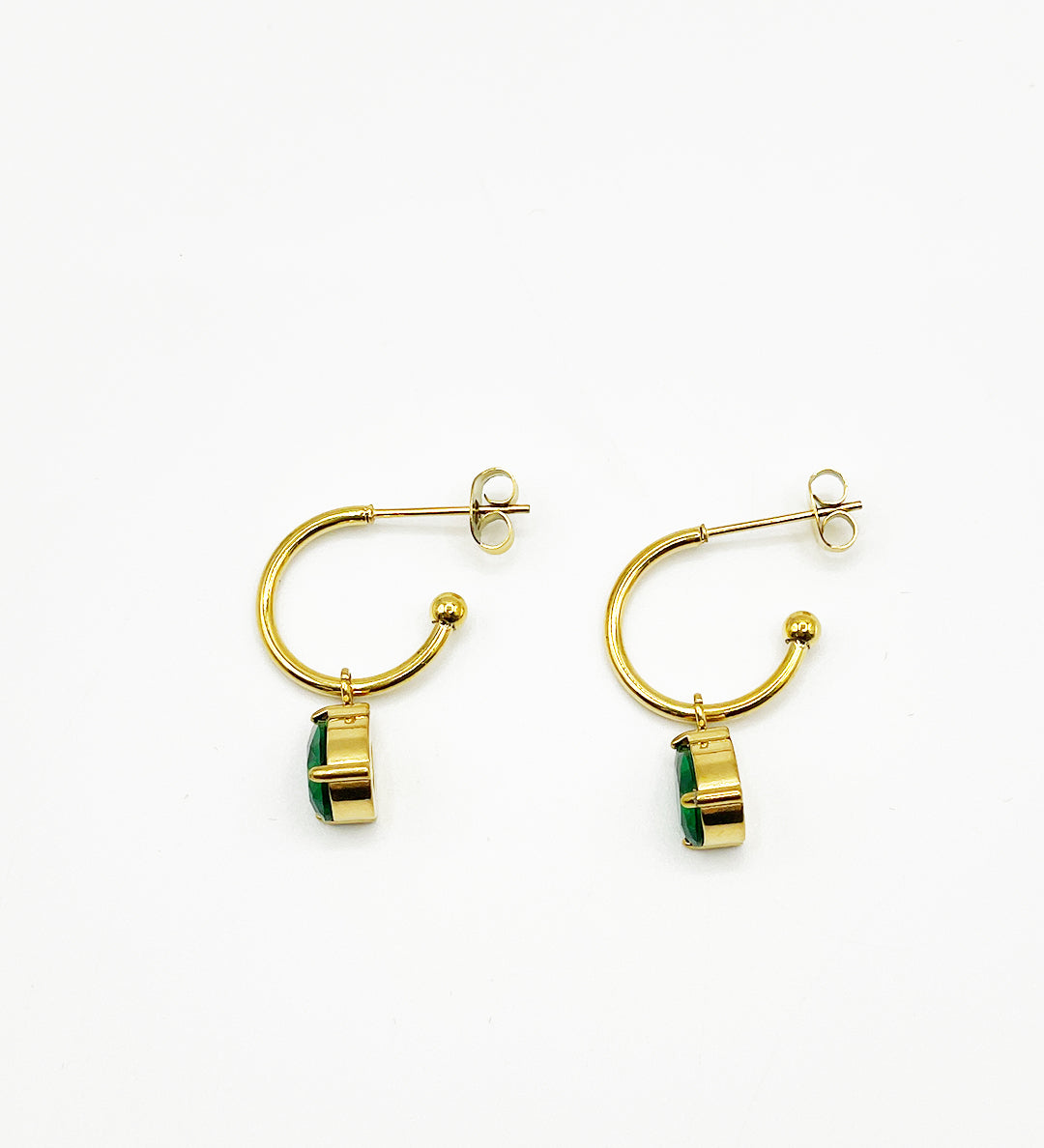 Rhinestone Teardrop Earrings in Green - Gift Boxed