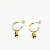 Rhinestone Teardrop Earrings in Green - Gift Boxed