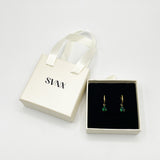 Rhinestone Teardrop Earrings in Green - Gift Boxed