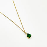 Rhinestone Teardrop Necklace & Earrings Set in Green - Gift Boxed