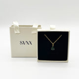 Rhinestone Teardrop Pendant Necklace in Green - Gift Boxed