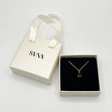Rhinestone Teardrop Pendant Necklace in Green - Gift Boxed