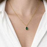 Rhinestone Teardrop Necklace & Earrings Set in Green - Gift Boxed