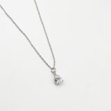 Rhinestone Teardrop Pendant Necklace in Silver - Gift Boxed