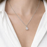 Rhinestone Teardrop Pendant Necklace in Silver - Gift Boxed