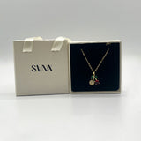 Cherry Rhinestone Gold Necklace