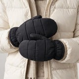 Quilted Bucket Hat & Quilted Mittens Set in Black