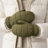 Quilted Winter Mittens in Khaki