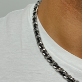 Silver and Black Woven Chain Necklace