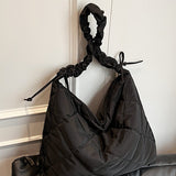 Nylon Quilted Shoulder Bag with Ruched Strap