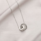 Double Hoop Roman Numeral Necklace in Silver