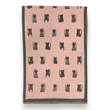 Cat Printed Scarf in Pink & Grey - Wool Blend