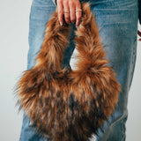 Brown Fur Heart Bag