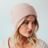 Ribbed Beanie Hat in Pink