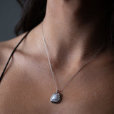 Pearl Square Pendant Necklace in Silver