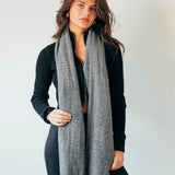 Herringbone Tassle Scarf In Black and White - svnx