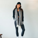Herringbone Tassle Scarf In Black and White - svnx
