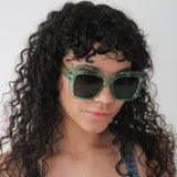 Clear plastic frame cat eye style sunglasses