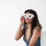 Faux fur novelty sunglasses in white