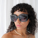 Oversized Square Sunglasses with Diamonte Detail