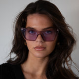 Oversized angular cateye sunglasses in Purple - svnx