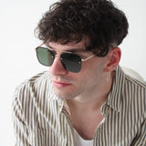 Metal Frame Square Aviator Style Sunglasses - svnx