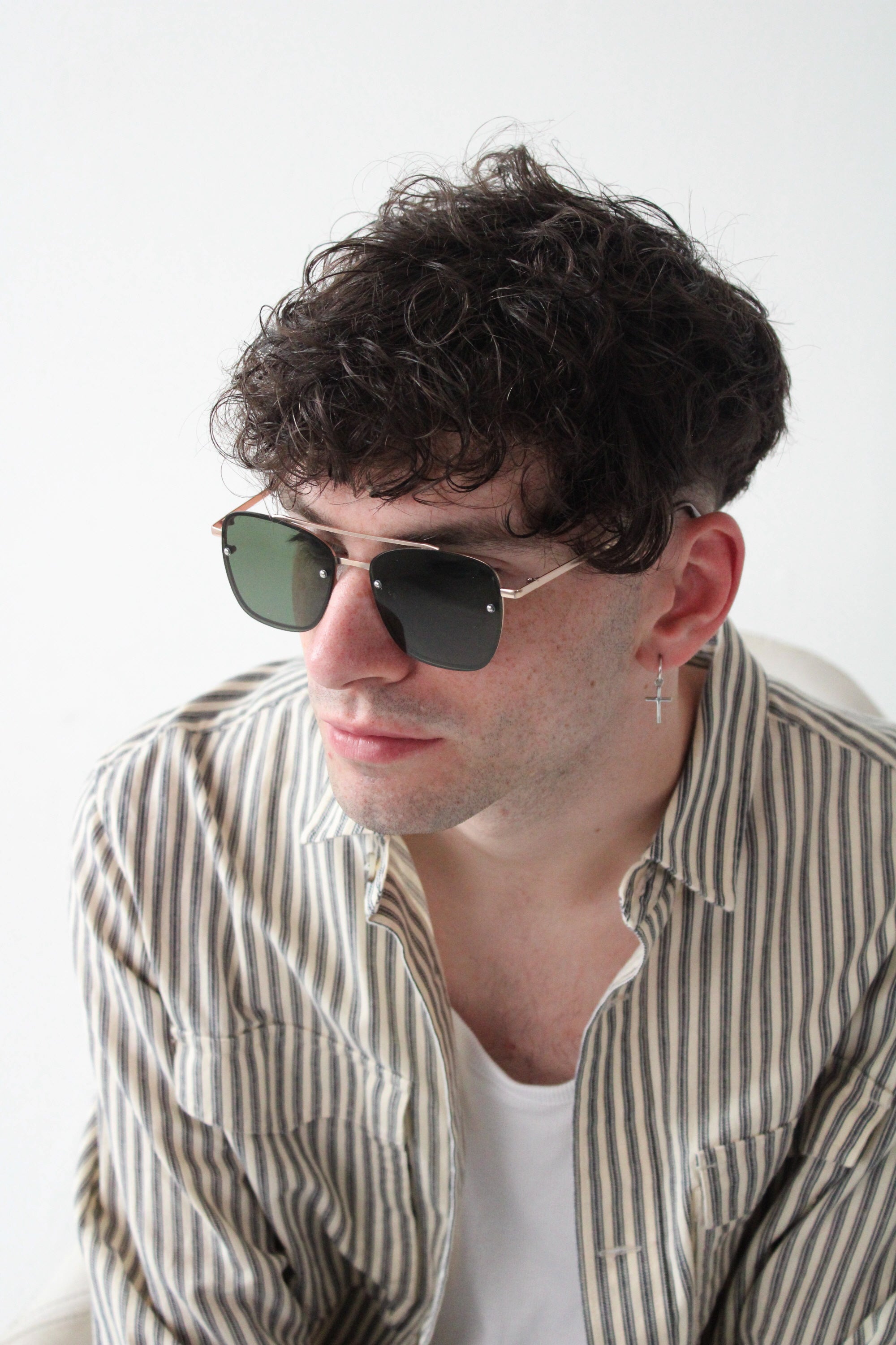 Metal Frame Square Aviator Style Sunglasses - svnx