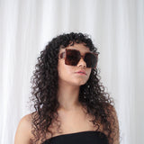 Oversized Square Sunglasses With Temple Frame Detail