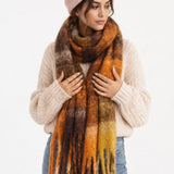 Tartan Blanket Scarf with Tassles