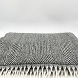 Herringbone Tassle Scarf In Black and White - svnx