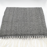 Herringbone Tassle Scarf In Black and White - svnx