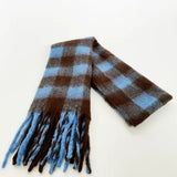 Chunky Scarf in Brown and Blue Check - svnx