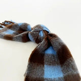 Chunky Scarf in Brown and Blue Check - svnx