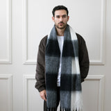 Chunky Black And White Check Scarf