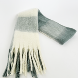 Chunky Grey and White Check Scarf